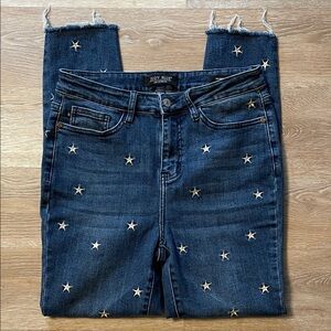 Judy Blue Dark Wash Skinny Fit Jeans with Star Embroidery